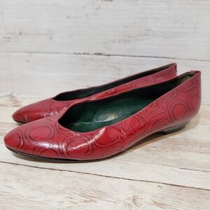 Gucci Red Embossed Flats